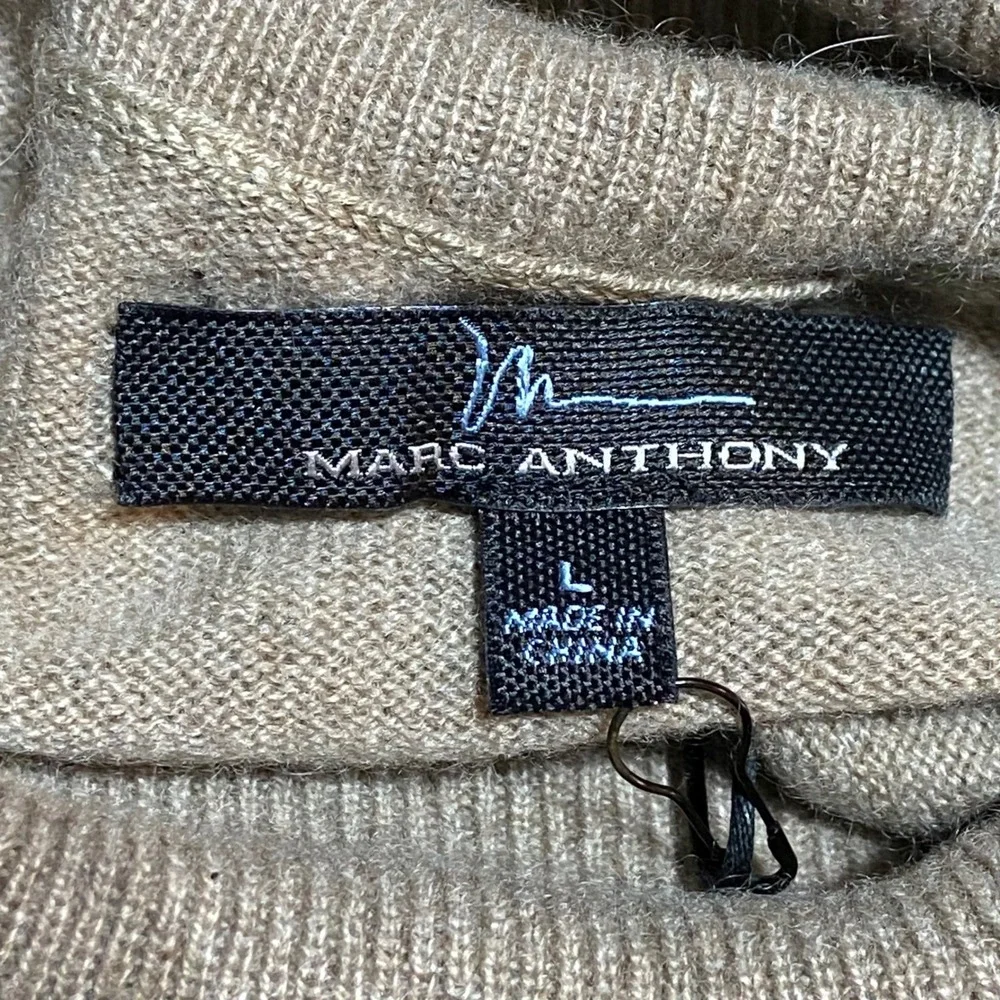 Marc Anthony Mens Pure Cashmere Turtleneck Sweater Latte Beige NWT Large Luxury
